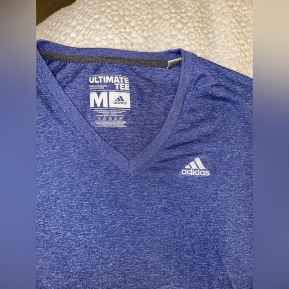 ADIDAS ULTIMATE TEE V NECK WORKOUT TOP PURPLE - BUNDLE TO SAVE - Picture 4 of 6